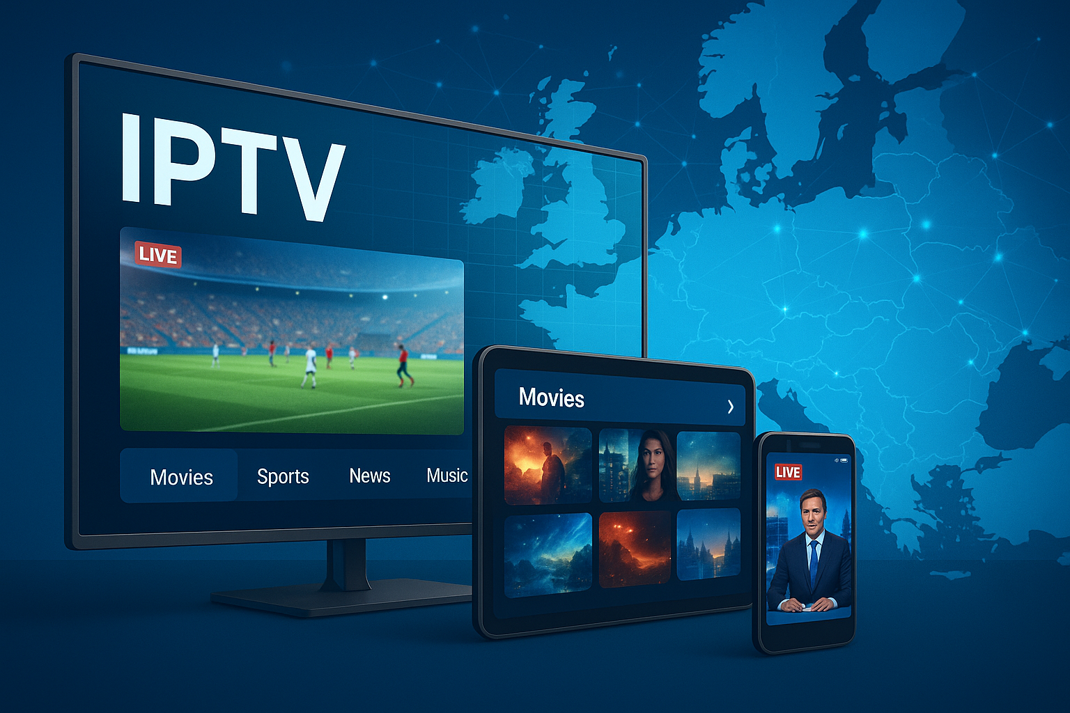 Best IPTV providers in Europe 2025 with smart devices streaming HD content.