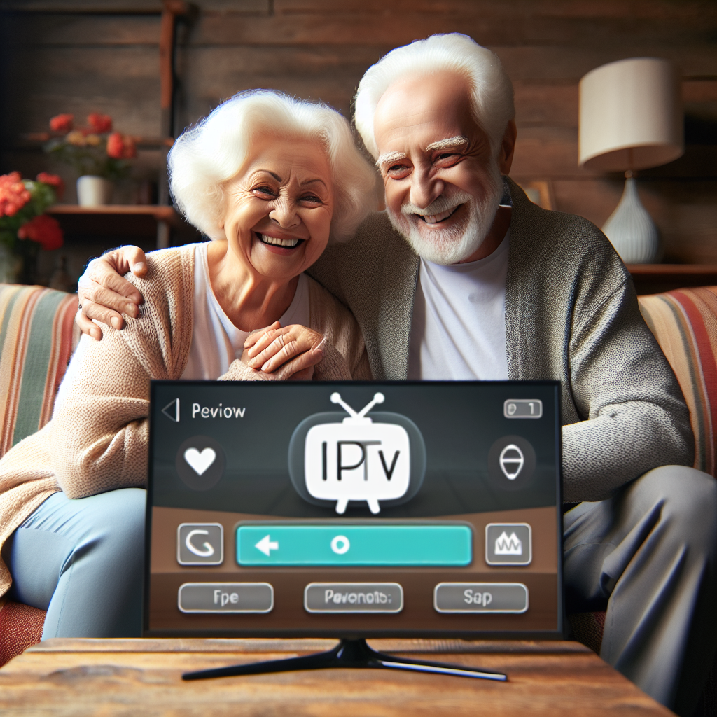 Senior couple watching IPTV
