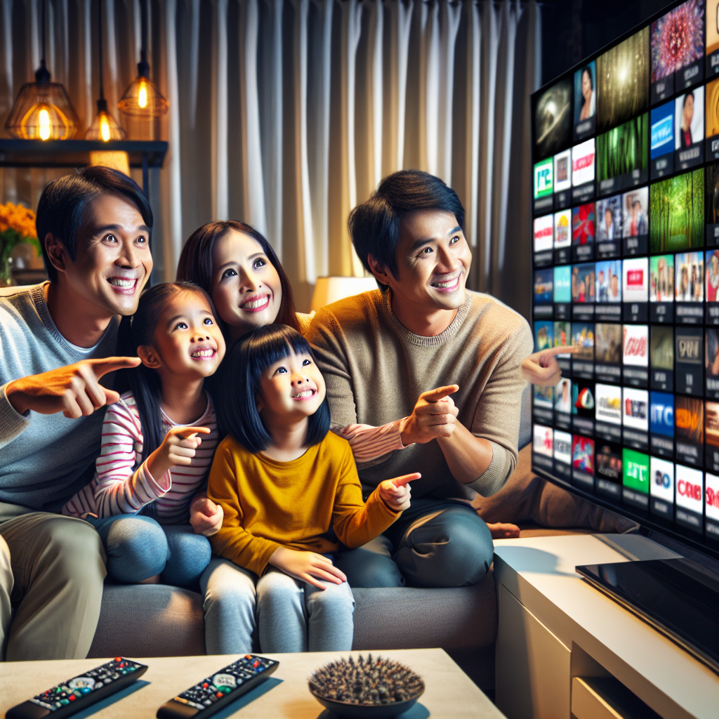 IPTV service showcasing family watching TV