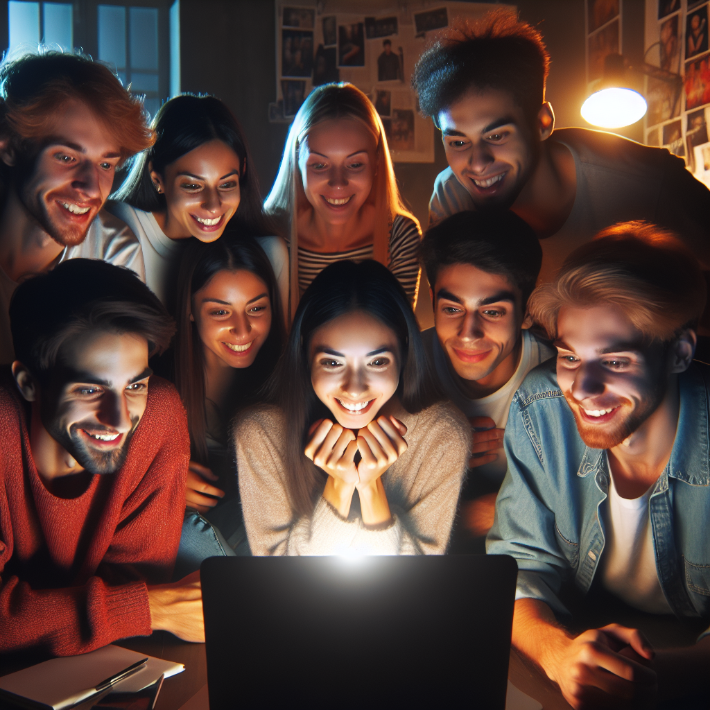 College students streaming IPTV on a laptop